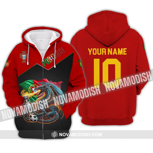 Unisex Shirt - Custom Name And Number National Team Sport Portugal Zipper Hoodie / S T-Shirt