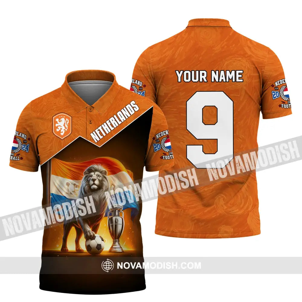 Unisex Shirt Custom Name And Number Netherlands Euro 2024 Football Polo Long Sleeve / S T-Shirt