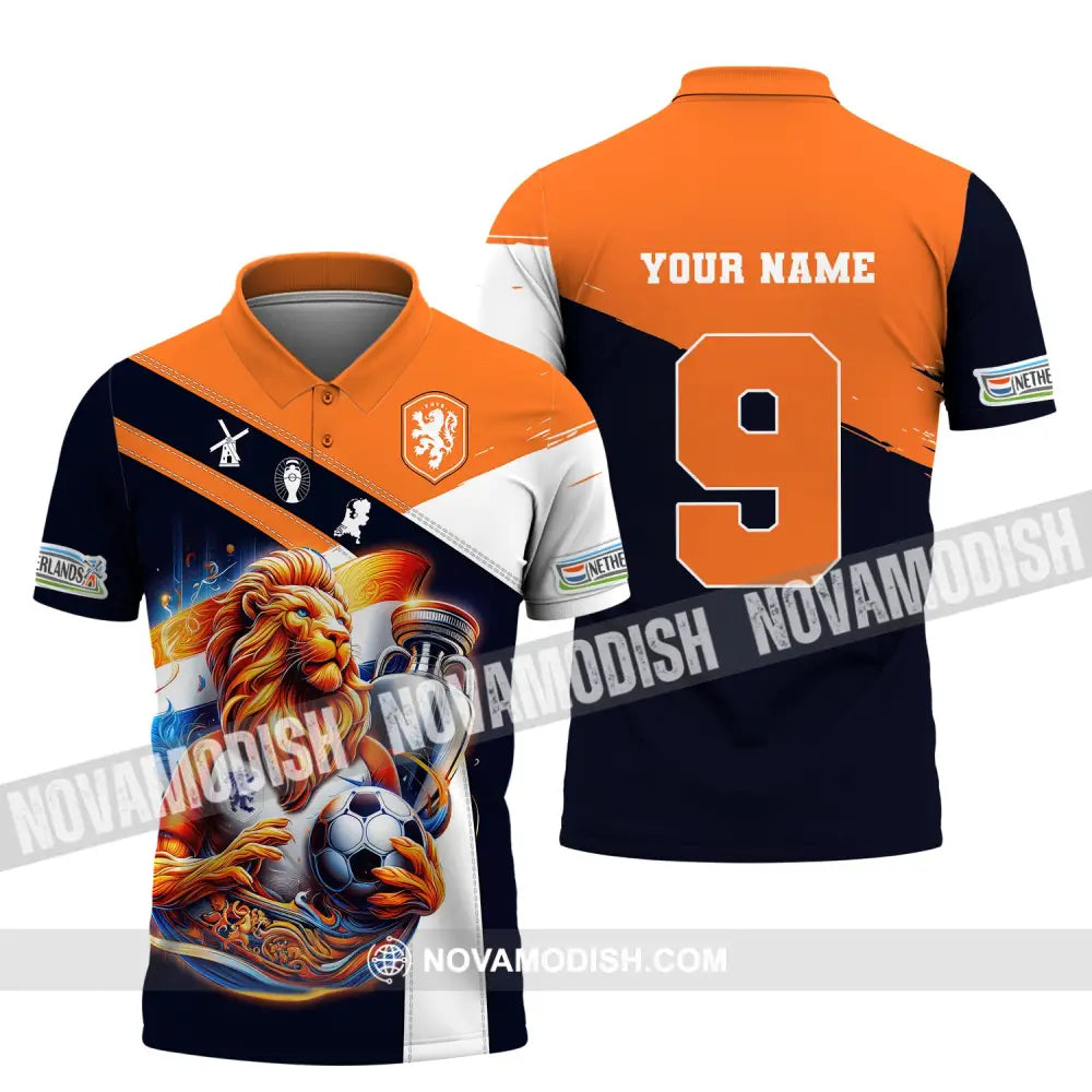 Unisex Shirt Custom Name And Number Netherlands Euro 2024 Football Polo Long Sleeve / S T-Shirt