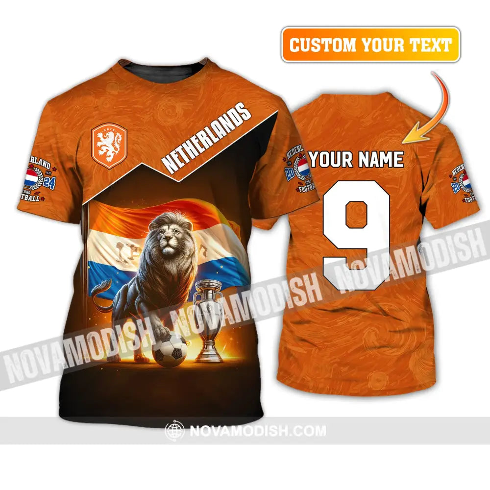 Unisex Shirt Custom Name And Number Netherlands Euro 2024 Football Polo Long Sleeve T-Shirt