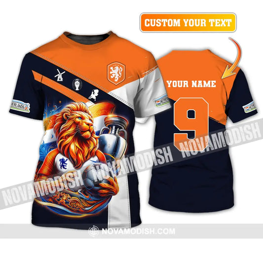 Unisex Shirt Custom Name And Number Netherlands Euro 2024 Football Polo Long Sleeve T-Shirt