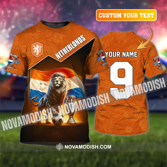 Unisex Shirt Custom Name And Number Netherlands Euro 2024 Football Polo Long Sleeve T-Shirt