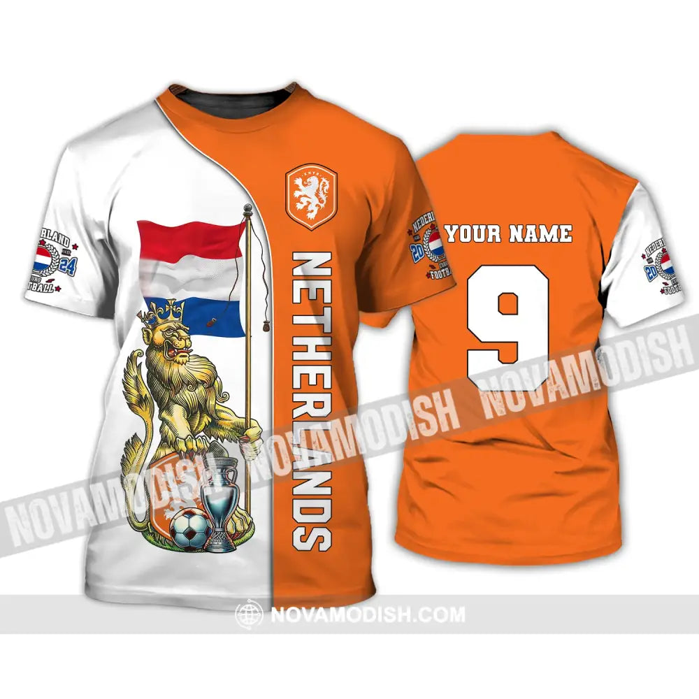 Unisex Shirt Custom Name And Number Netherlands Euro 2024 Football Polo Long Sleeve T-Shirt / S