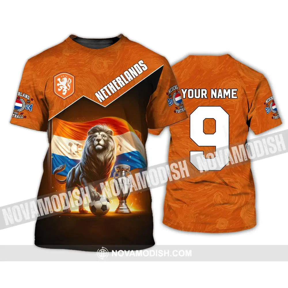 Unisex Shirt Custom Name And Number Netherlands Euro 2024 Football Polo Long Sleeve T-Shirt / S