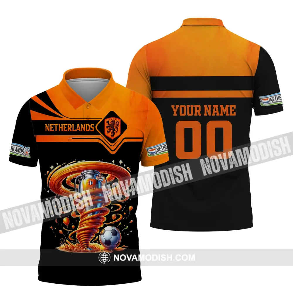 Unisex Shirt Custom Name And Number Netherlands Football Polo Long Sleeve / S T-Shirt