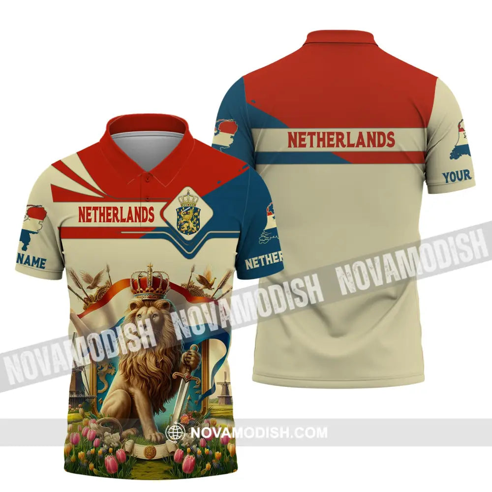 Unisex Shirt Custom Name And Number Netherlands Football Polo Long Sleeve / S T-Shirt