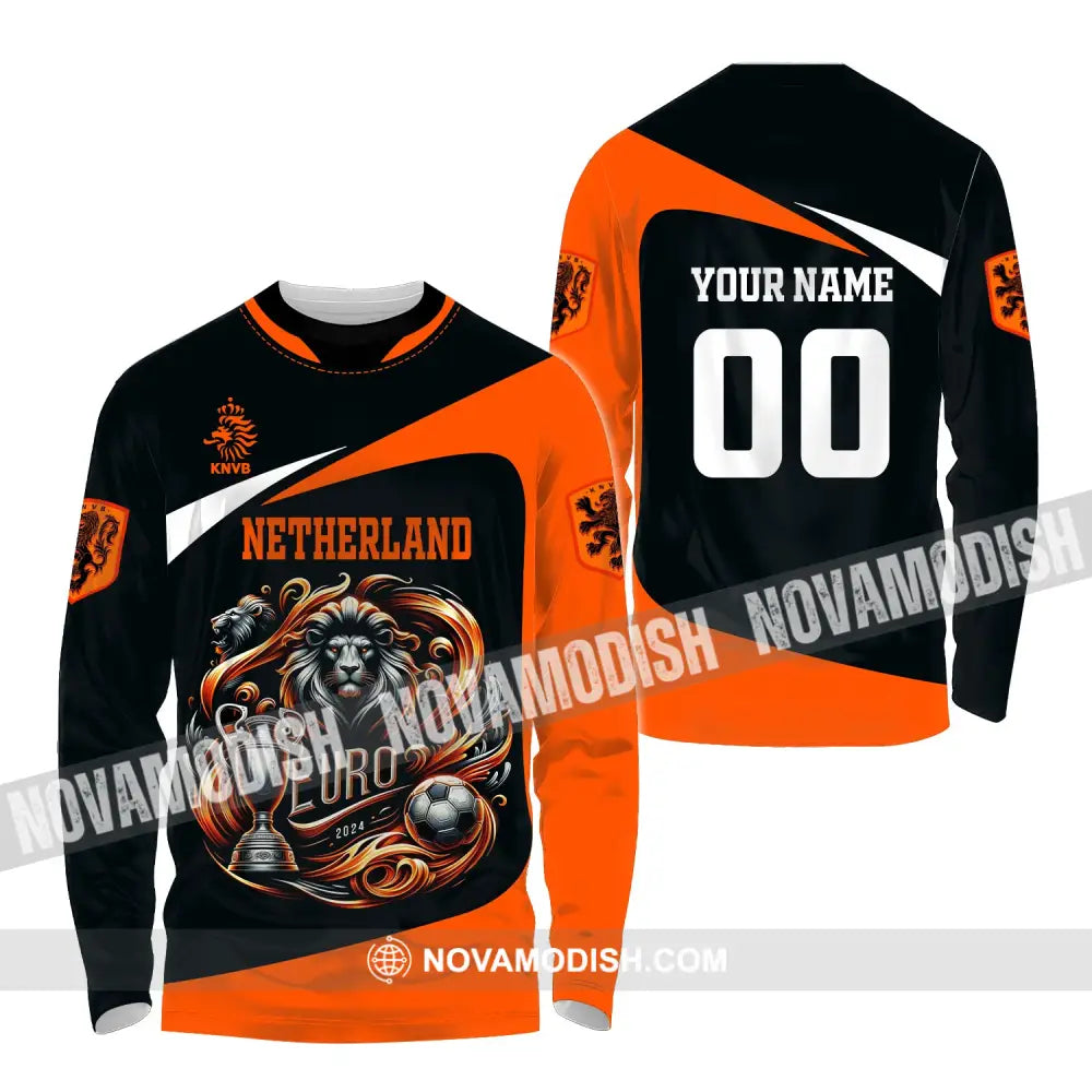 Unisex Shirt Custom Name And Number Netherlands Football Polo Long Sleeve / S T-Shirt