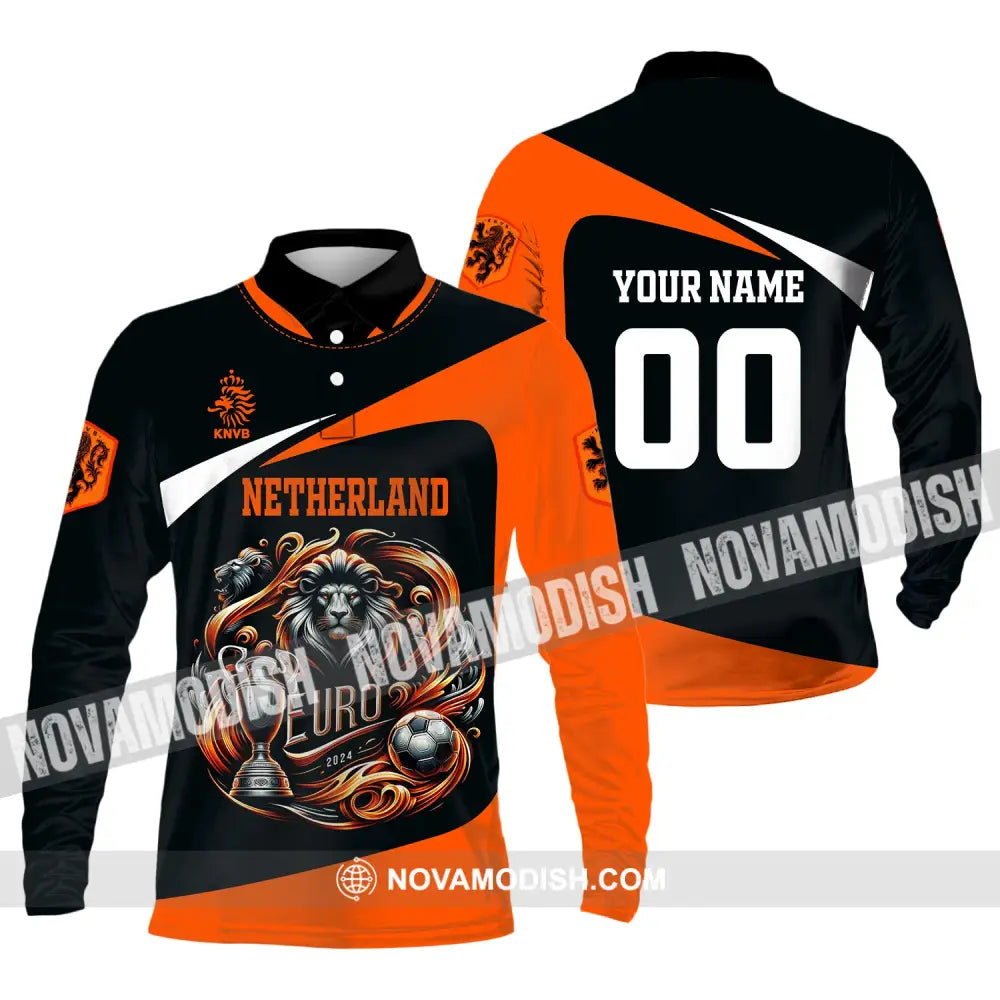 Unisex Shirt Custom Name And Number Netherlands Football Polo Long Sleeve / S T-Shirt