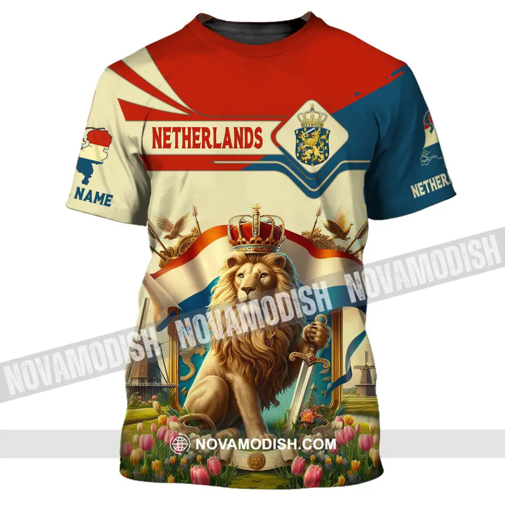 Unisex Shirt Custom Name And Number Netherlands Football Polo Long Sleeve T-Shirt / S