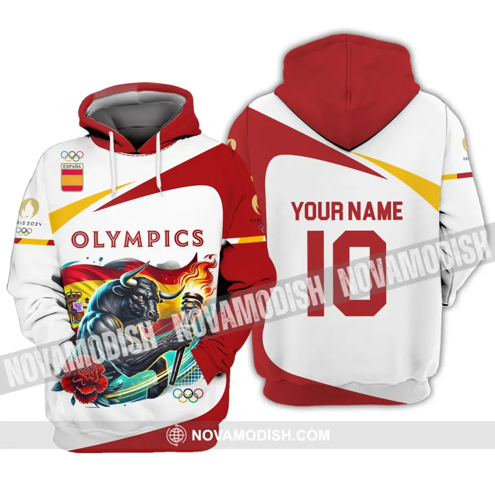 Unisex Shirt - Custom Name And Number Olympics Paris 2024 Sport Spain Hoodie / S T-Shirt