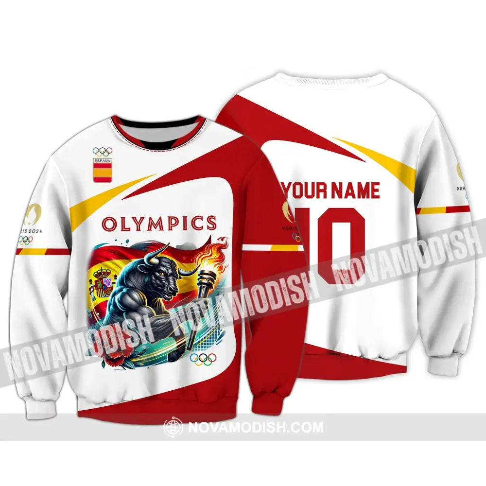 Unisex Shirt - Custom Name And Number Olympics Paris 2024 Sport Spain Long Sleeve / S T-Shirt