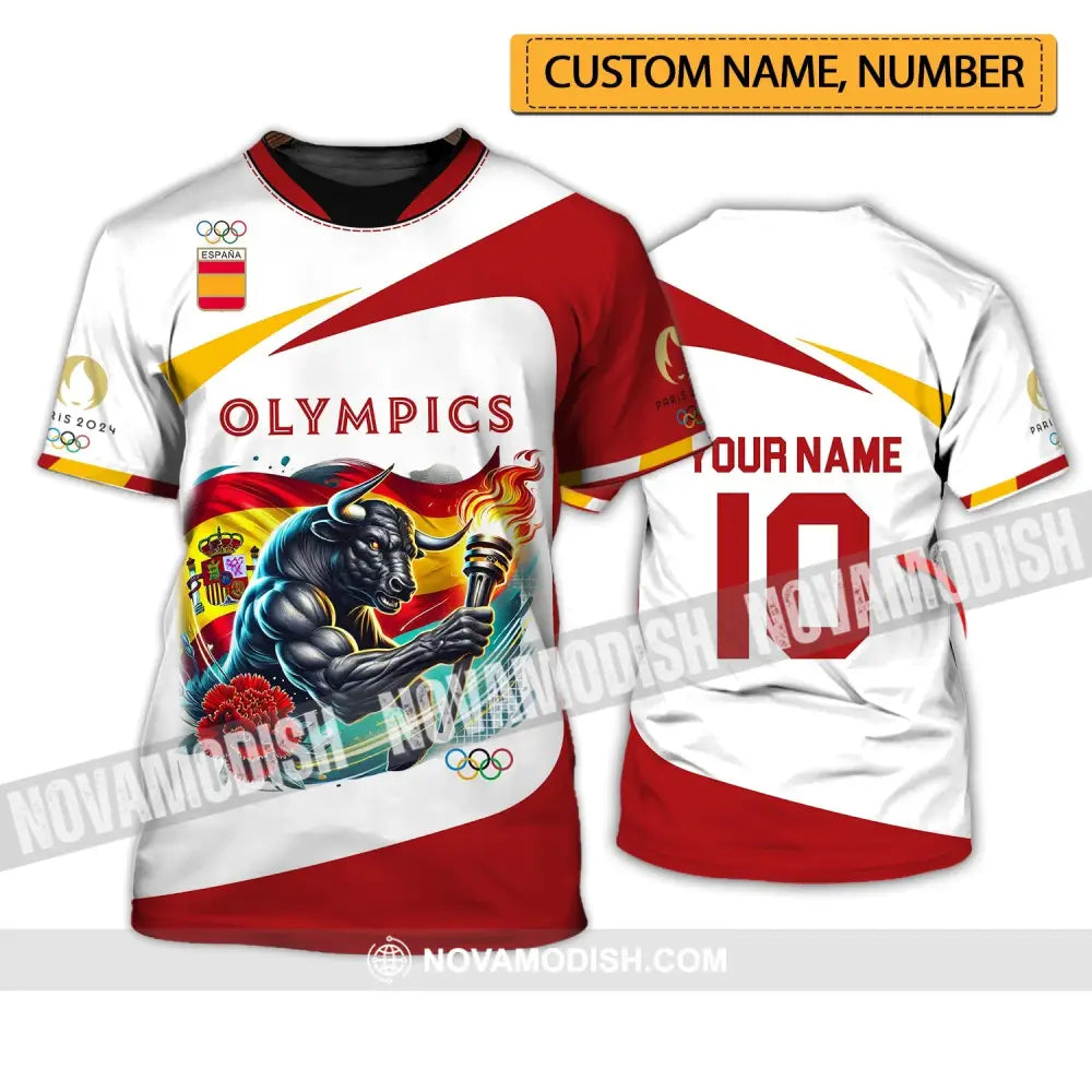 Unisex Shirt - Custom Name And Number Olympics Paris 2024 Sport Spain T-Shirt