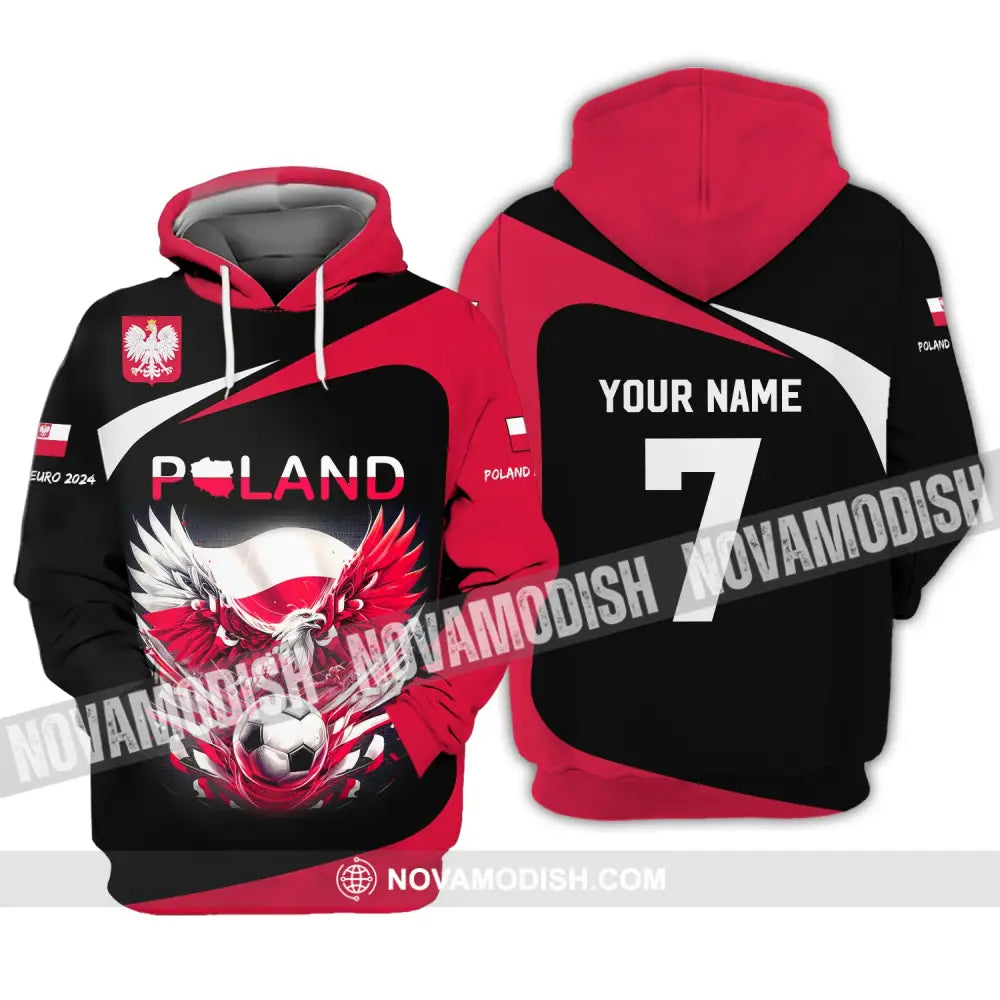 Unisex Shirt Custom Name And Number Poland Football 2024 Polo Long Sleeve Hoodie / S T-Shirt