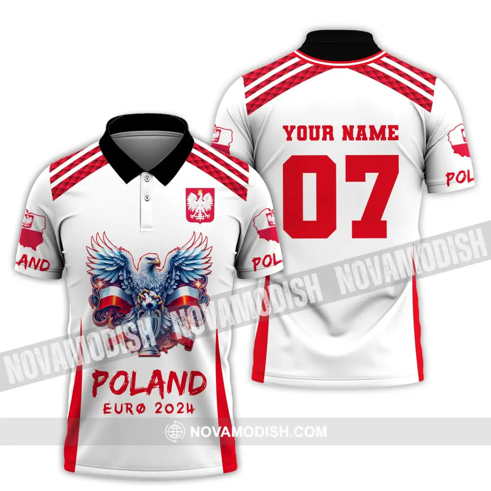 Unisex Shirt Custom Name And Number Poland Football 2024 Polo Long Sleeve / S T-Shirt