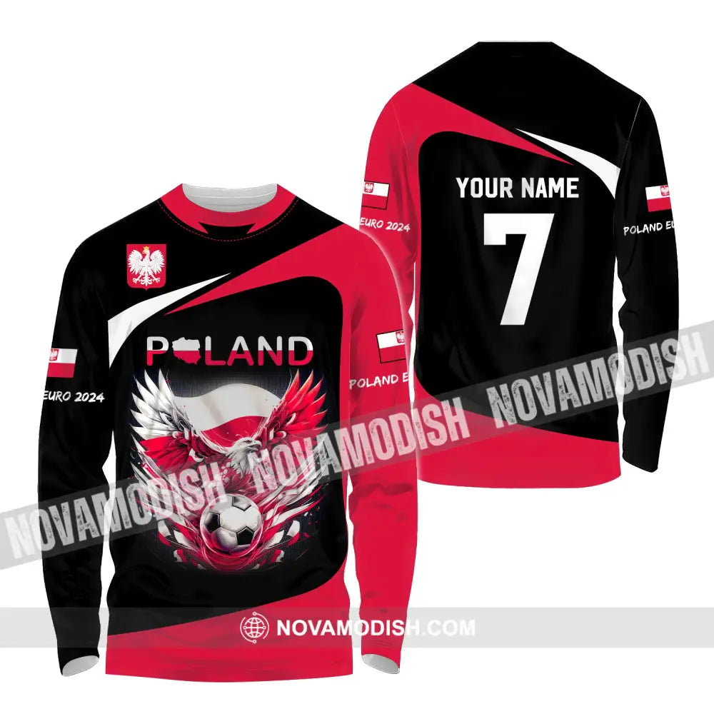 Unisex Shirt Custom Name And Number Poland Football 2024 Polo Long Sleeve / S T-Shirt