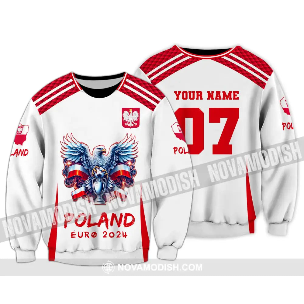 Unisex Shirt Custom Name And Number Poland Football 2024 Polo Long Sleeve / S T-Shirt