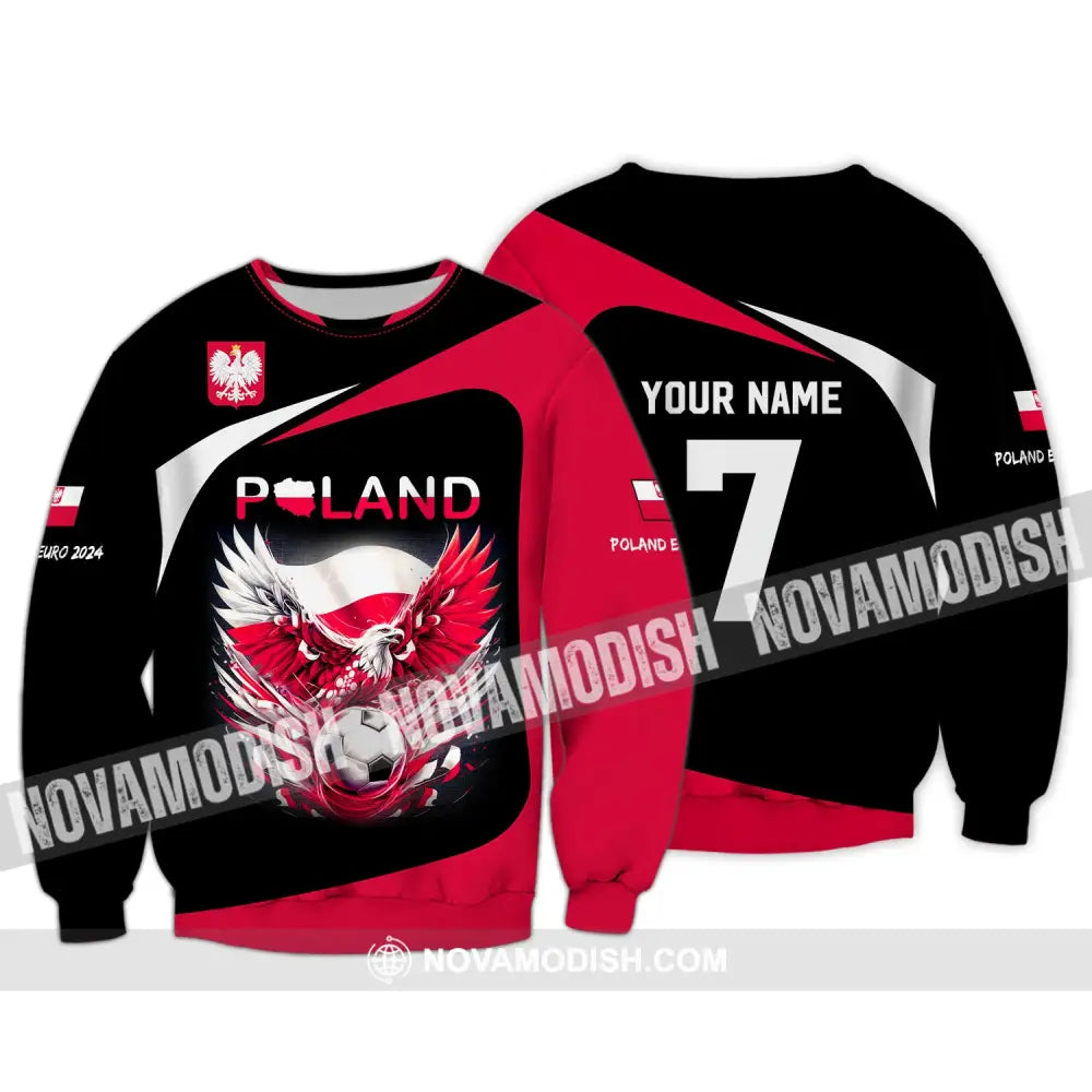 Unisex Shirt Custom Name And Number Poland Football 2024 Polo Long Sleeve / S T-Shirt