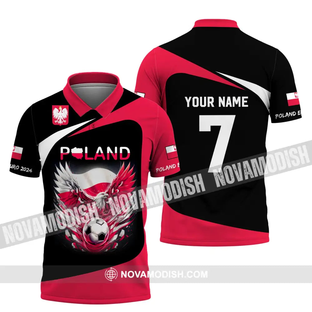 Unisex Shirt Custom Name And Number Poland Football 2024 Polo Long Sleeve / S T-Shirt