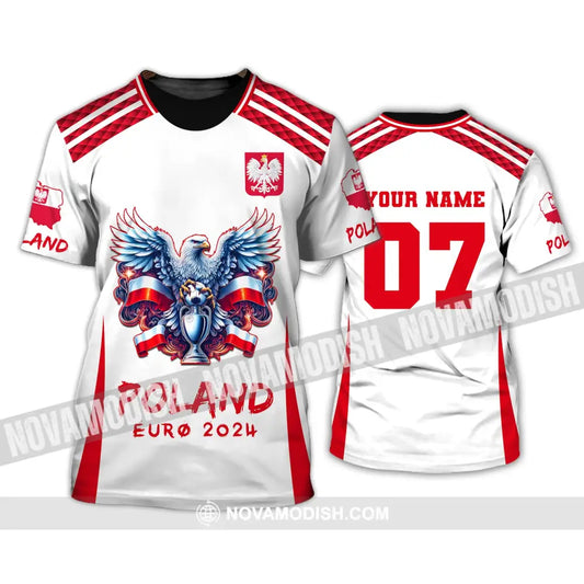 Unisex Shirt Custom Name And Number Poland Football 2024 Polo Long Sleeve T-Shirt / S