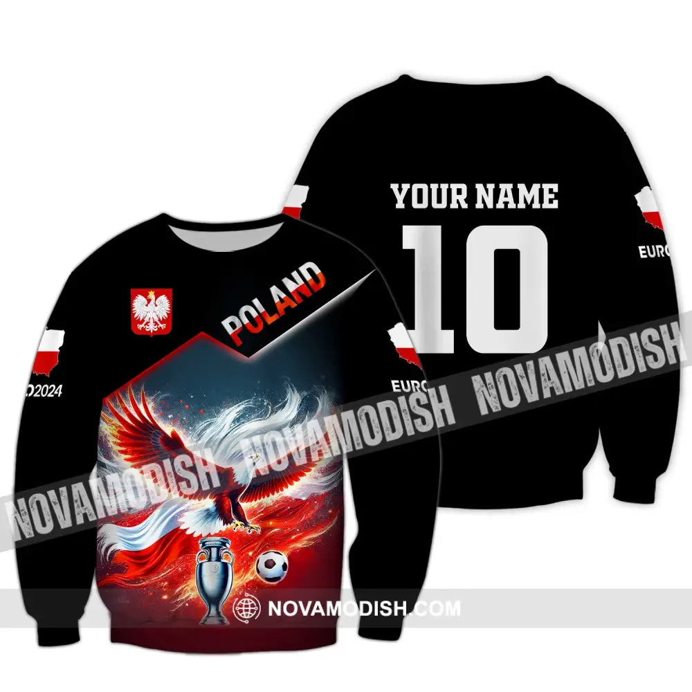 Unisex Shirt Custom Name And Number Poland Football Polo Euro 2024 Hoodie Long Sleeve / S T-Shirt