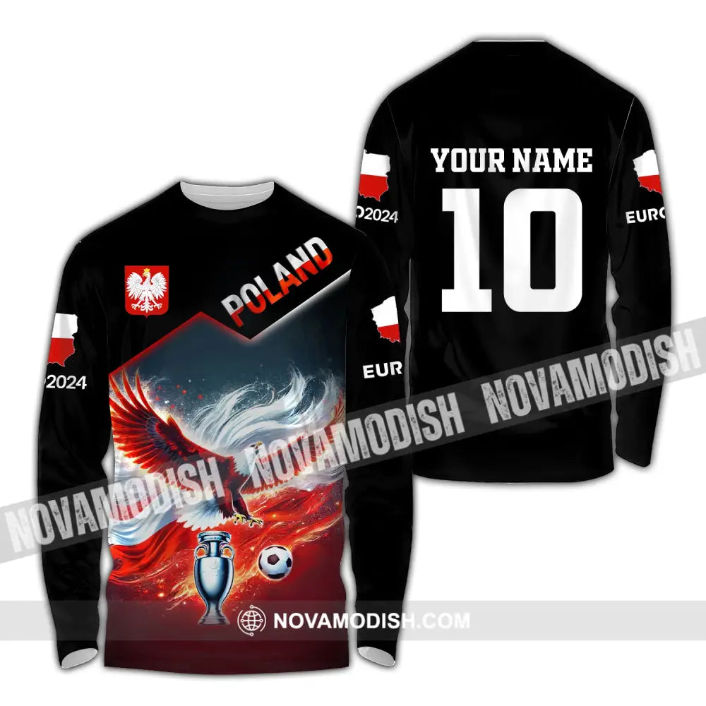 Unisex Shirt Custom Name And Number Poland Football Polo Euro 2024 Hoodie Long Sleeve / S T-Shirt