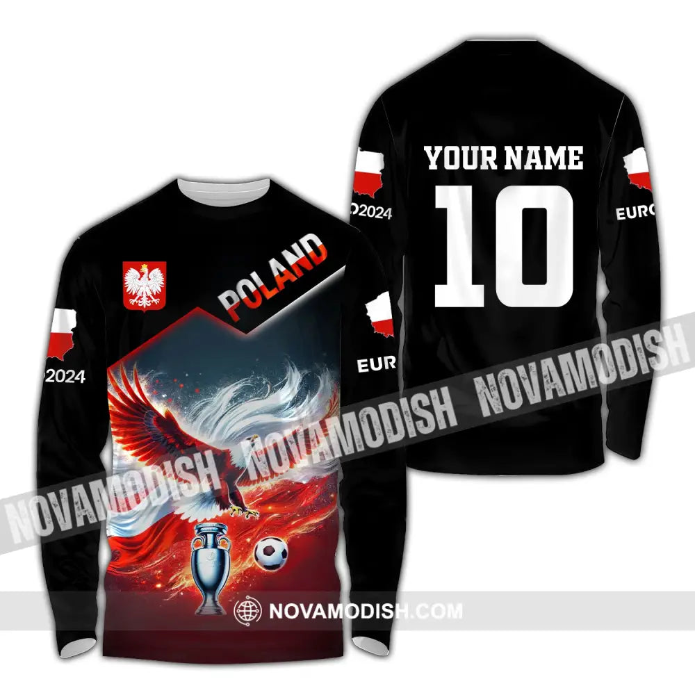 Unisex Shirt Custom Name And Number Poland Football Polo Euro 2024 Hoodie Long Sleeve / S T-Shirt