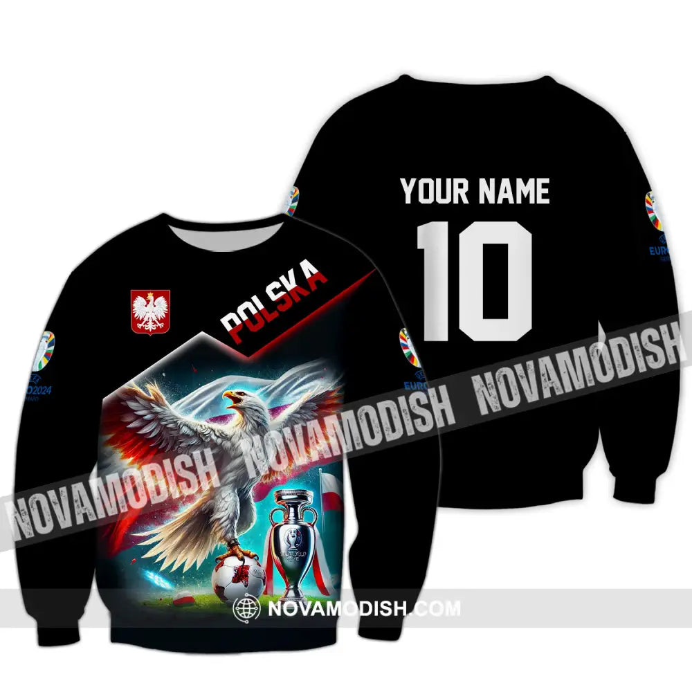 Unisex Shirt Custom Name And Number Poland Football Polo Euro 2024 Hoodie Long Sleeve / S T-Shirt