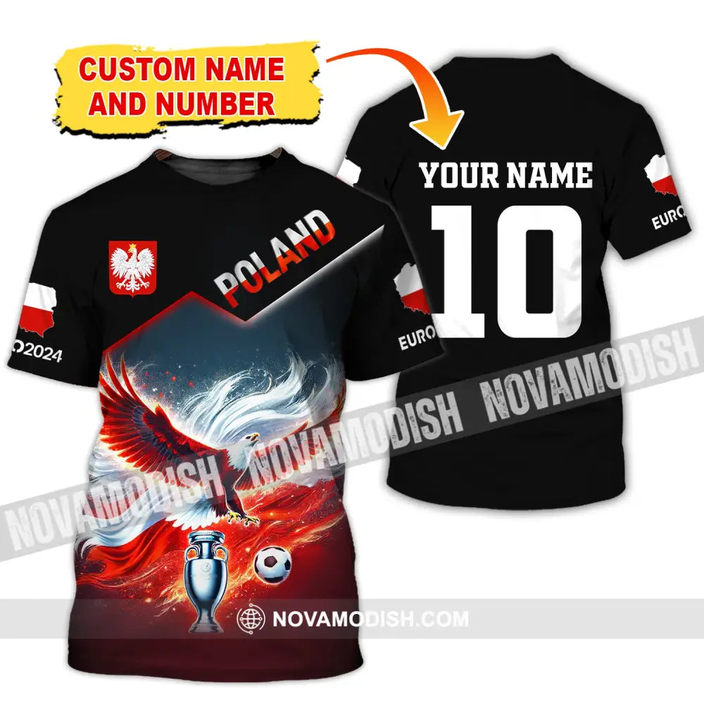 Unisex Shirt Custom Name And Number Poland Football Polo Euro 2024 Hoodie Long Sleeve T-Shirt