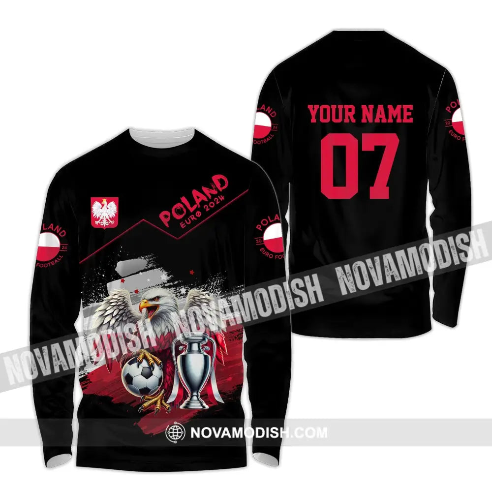 Unisex Shirt - Custom Name And Number Poland National Team Euro 2024 Long Sleeve / S T-Shirt