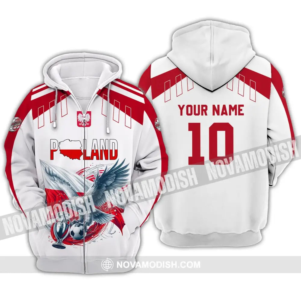 Unisex Shirt - Custom Name And Number Poland National Team Lover Zipper Hoodie / S T-Shirt