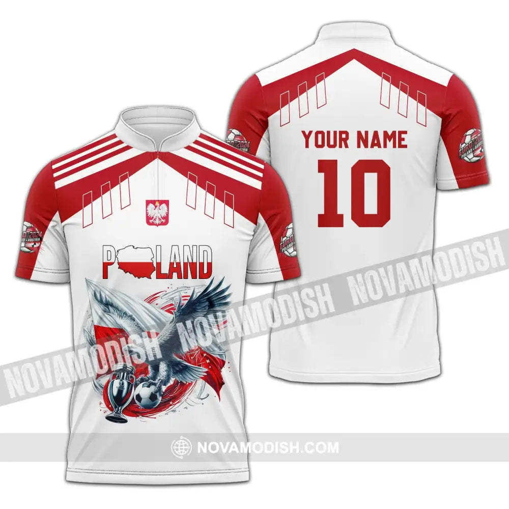 Unisex Shirt - Custom Name And Number Poland National Team Lover Zipper Polo / S T-Shirt