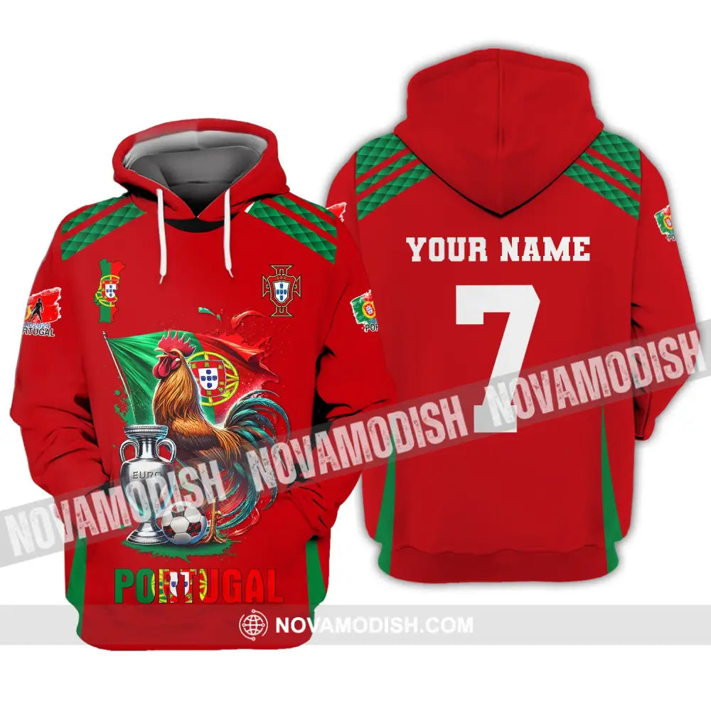 Unisex Shirt Custom Name And Number Portugal Euro 2024 Football Polo Long Sleeve Hoodie / S T-Shirt