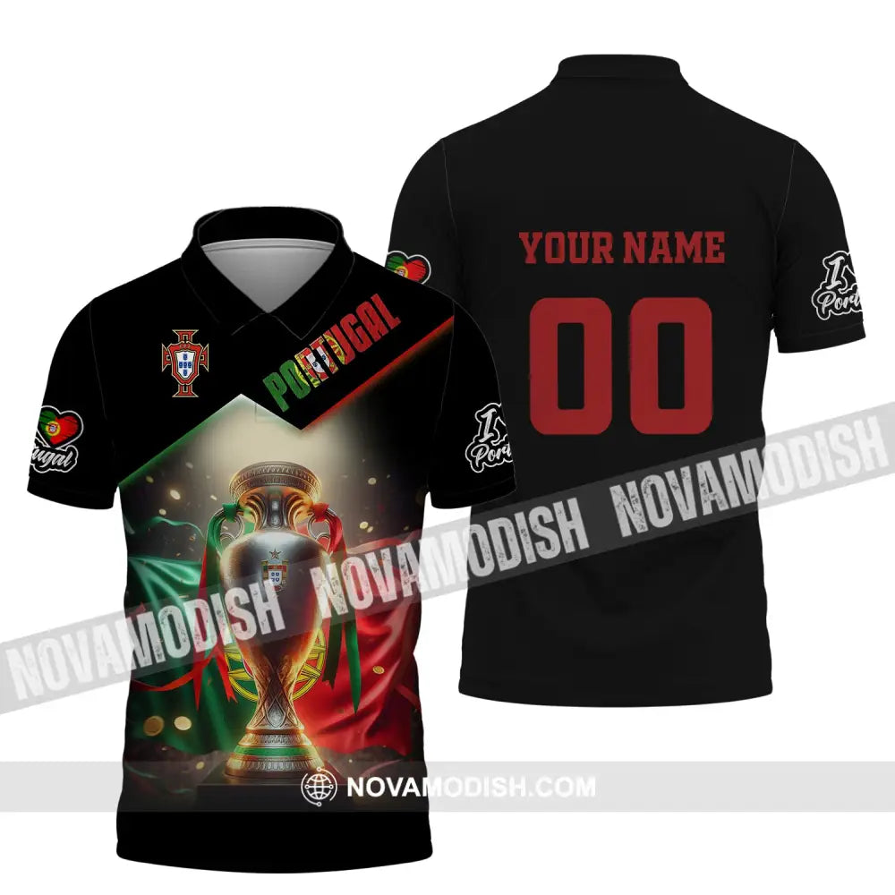 Unisex Shirt Custom Name And Number Portugal Euro 2024 Football Polo Long Sleeve / S T-Shirt