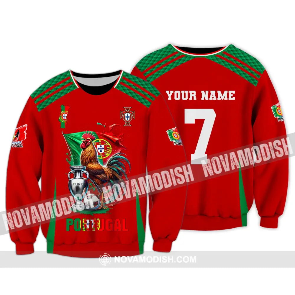 Unisex Shirt Custom Name And Number Portugal Euro 2024 Football Polo Long Sleeve / S T-Shirt