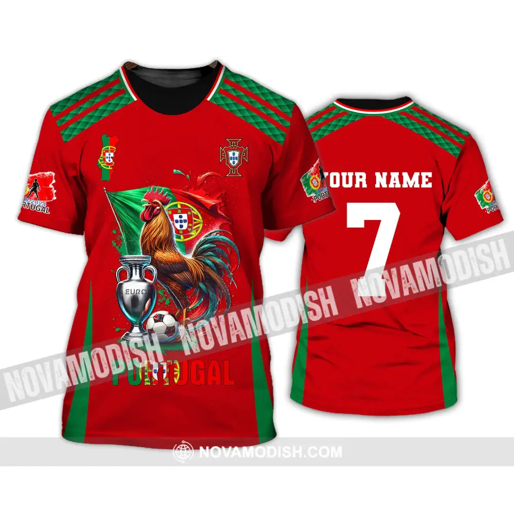 Unisex Shirt Custom Name And Number Portugal Euro 2024 Football Polo Long Sleeve T-Shirt / S