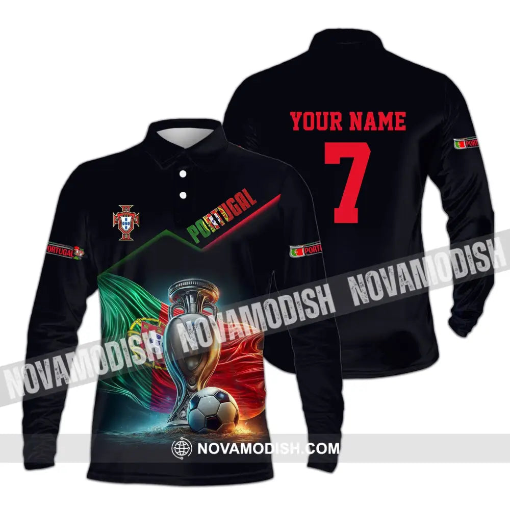 Unisex Shirt - Custom Name And Number Portugal Euro 2024 Team Long Sleeve Polo / S T-Shirt