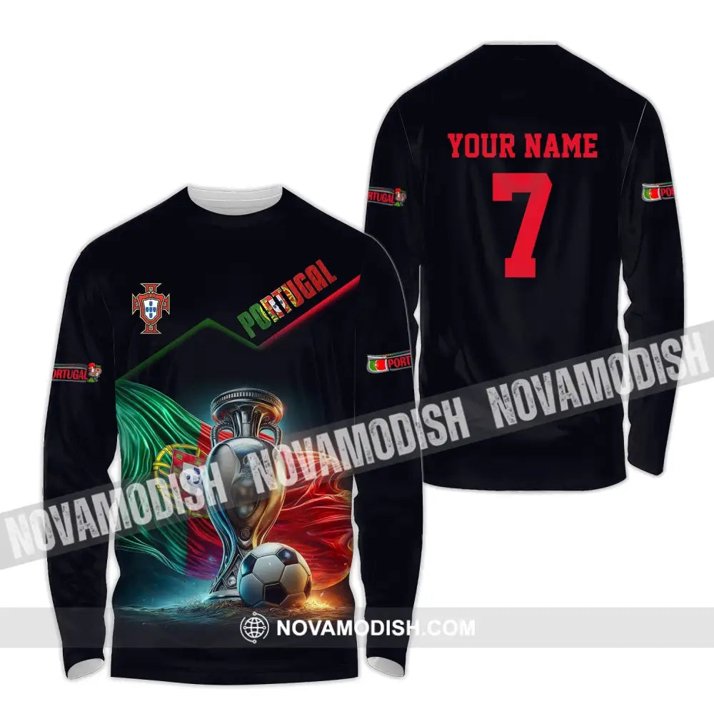 Unisex Shirt - Custom Name And Number Portugal Euro 2024 Team Long Sleeve / S T-Shirt