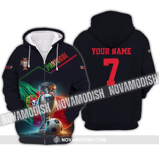 Unisex Shirt - Custom Name And Number Portugal Euro 2024 Team Zipper Hoodie / S T-Shirt