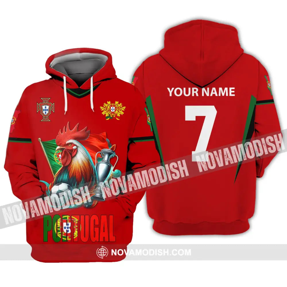 Unisex Shirt Custom Name And Number Portugal Football Euro 2024 Polo Long Sleeve Hoodie / S T-Shirt