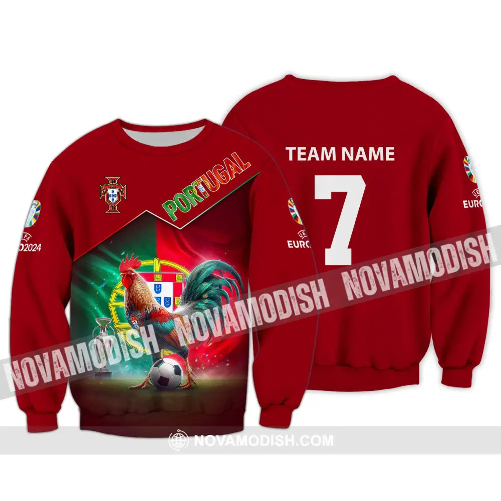 Unisex Shirt Custom Name And Number Portugal Football Euro 2024 Polo Long Sleeve / S T-Shirt