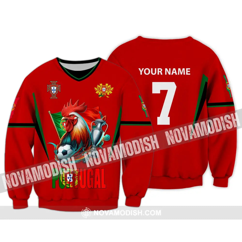 Unisex Shirt Custom Name And Number Portugal Football Euro 2024 Polo Long Sleeve / S T-Shirt