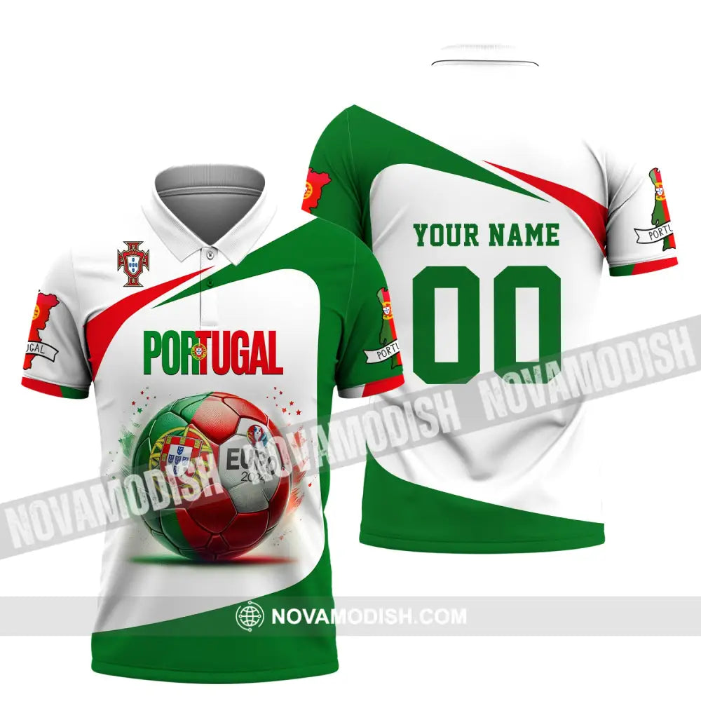 Unisex Shirt Custom Name And Number Portugal Football Euro 2024 Polo Long Sleeve / S T-Shirt