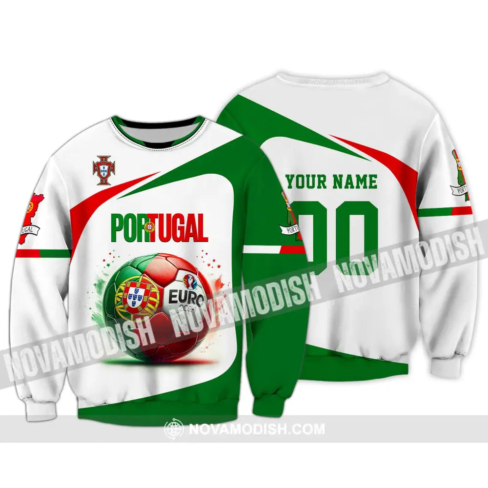 Unisex Shirt Custom Name And Number Portugal Football Euro 2024 Polo Long Sleeve / S T-Shirt