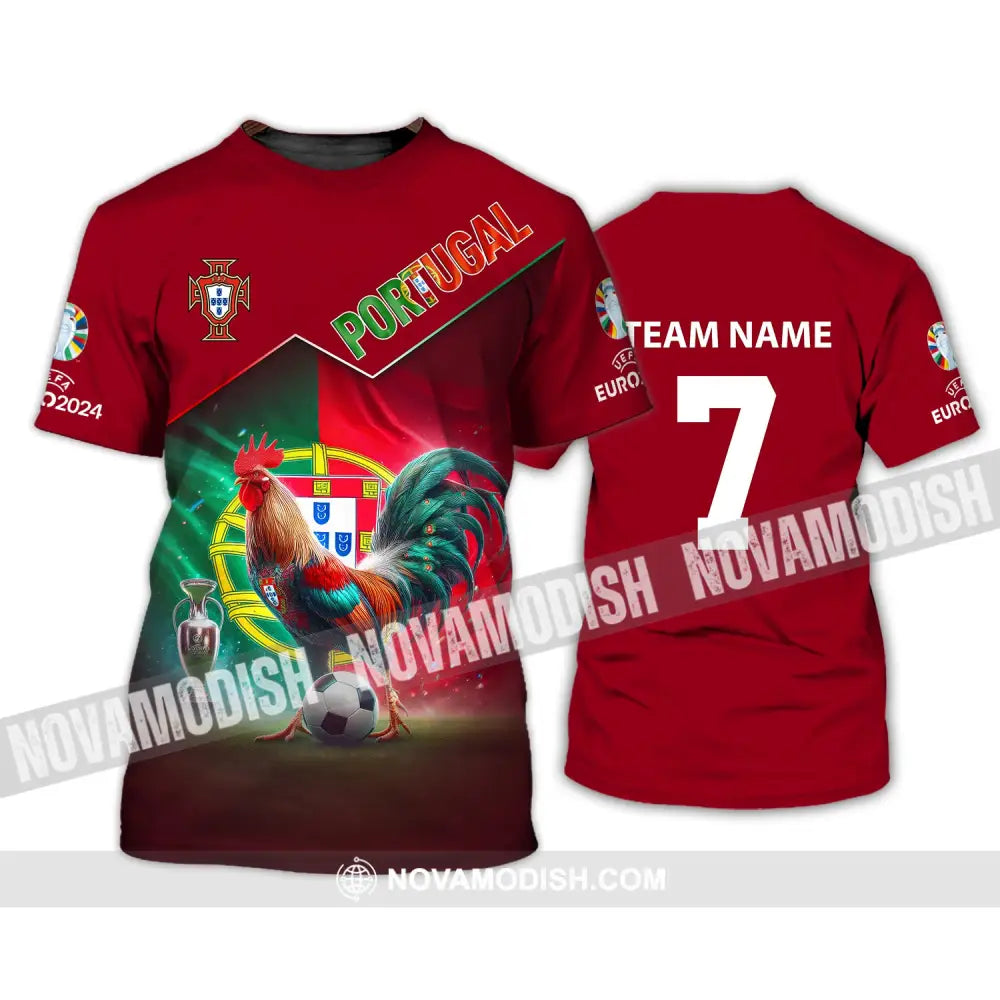 Unisex Shirt Custom Name And Number Portugal Football Euro 2024 Polo Long Sleeve T-Shirt / S