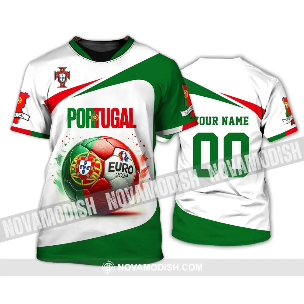 Unisex Shirt Custom Name And Number Portugal Football Euro 2024 Polo Long Sleeve T-Shirt / S