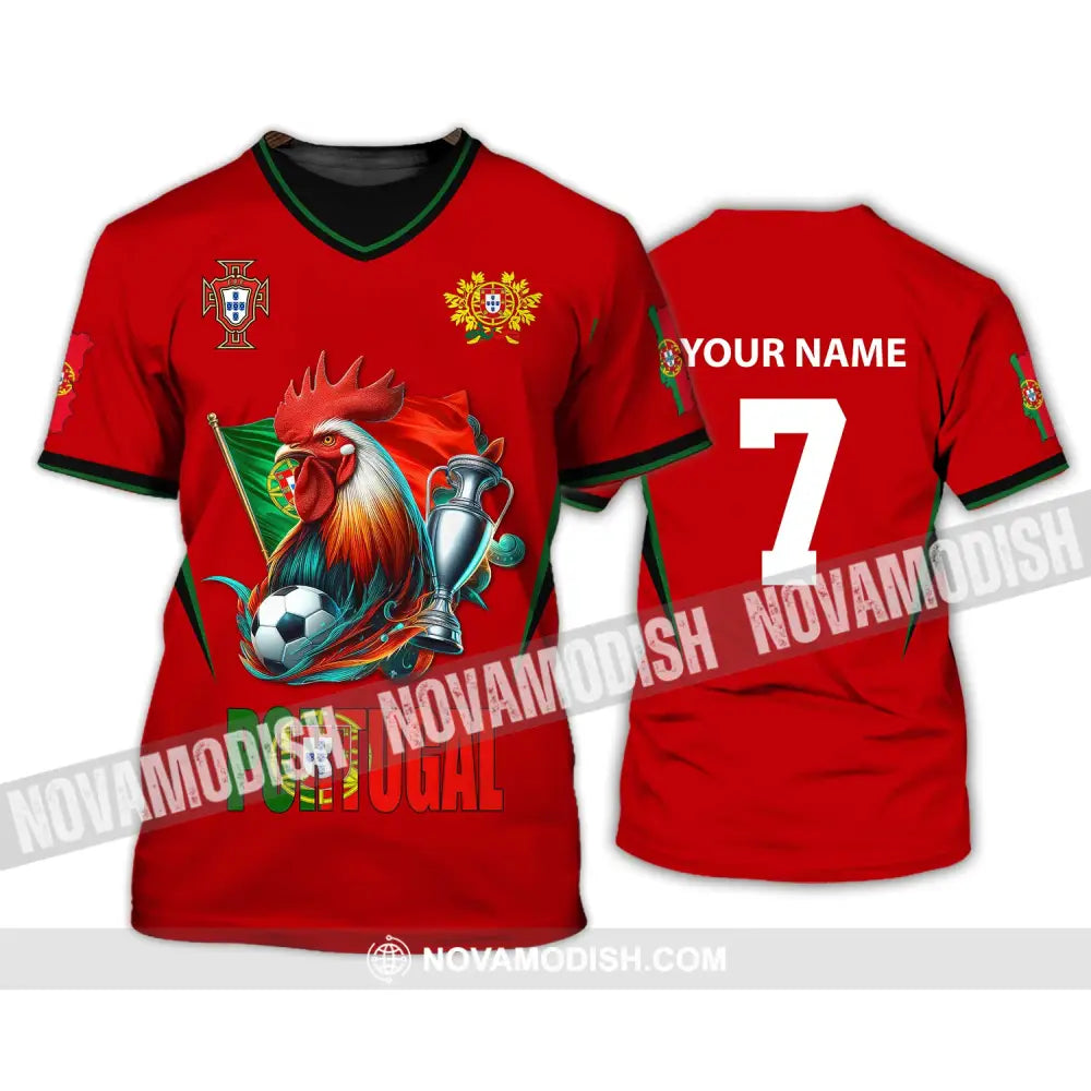 Unisex Shirt Custom Name And Number Portugal Football Euro 2024 Polo Long Sleeve T-Shirt / S