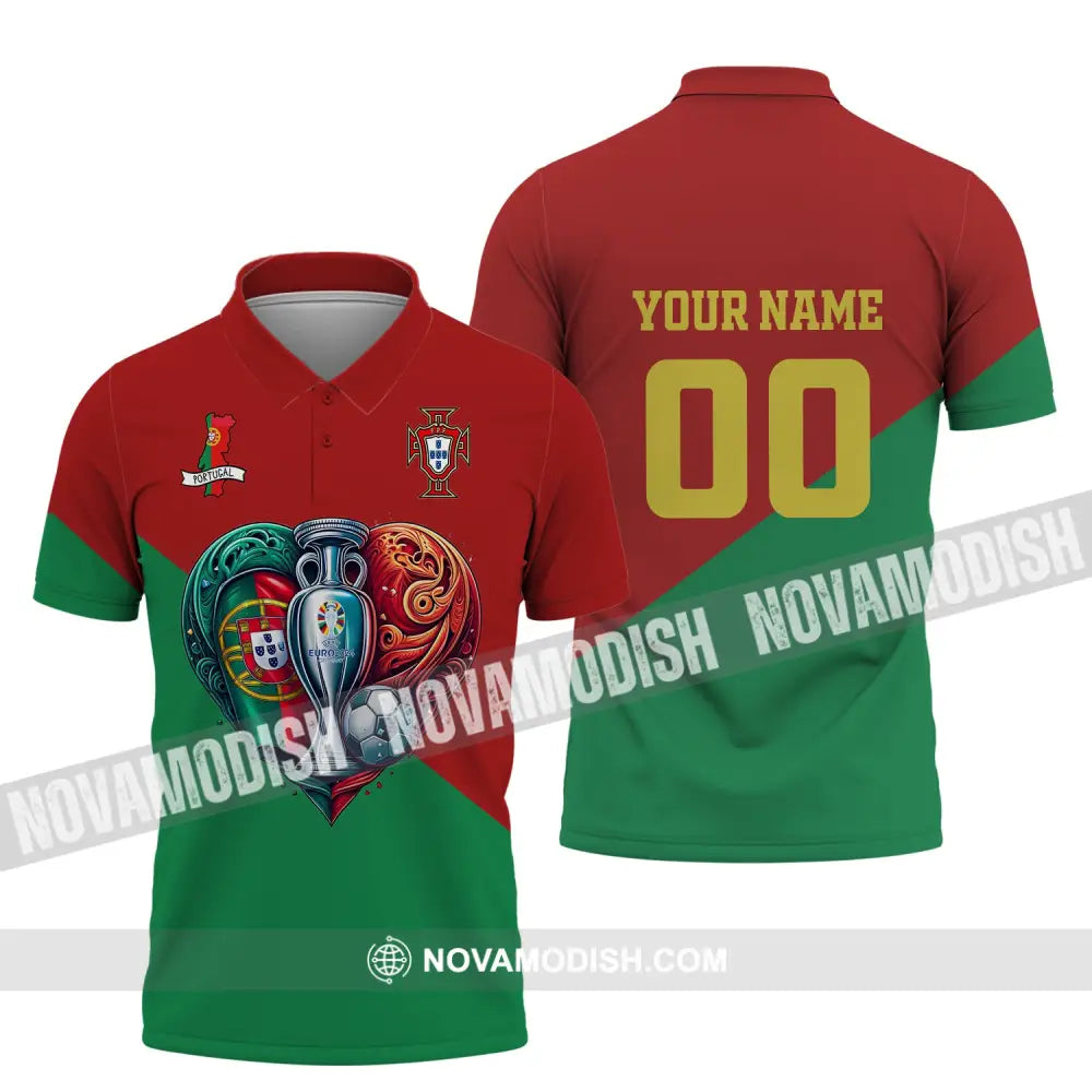 Unisex Shirt Custom Name And Number Portugal Football Polo Euro 2024 Hoodie Long Sleeve / S T-Shirt