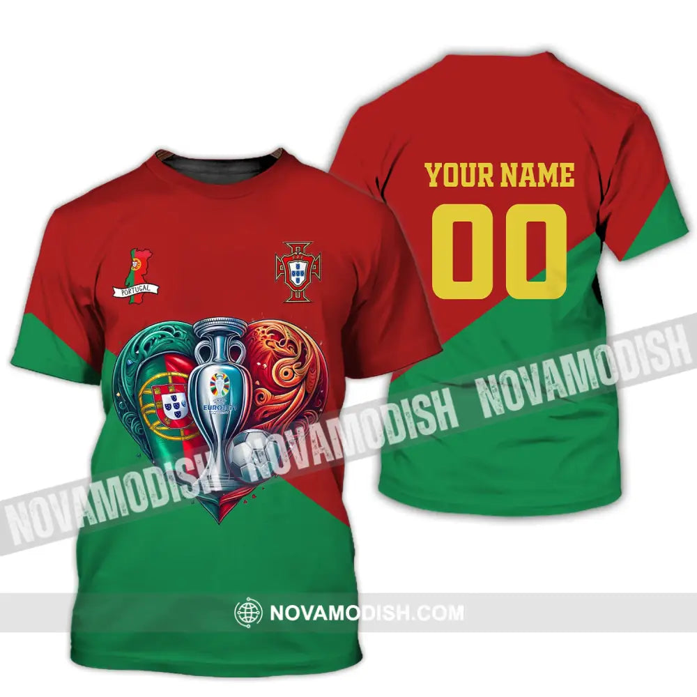 Unisex Shirt Custom Name And Number Portugal Football Polo Euro 2024 Hoodie Long Sleeve T-Shirt / S