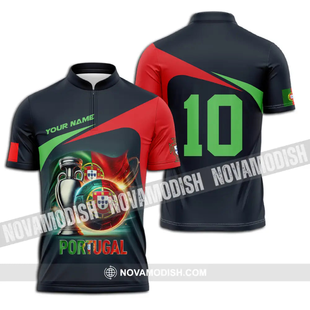 Unisex Shirt - Custom Name And Number Portugal Lover Shirt Zipper Polo Shirt / S T-shirt