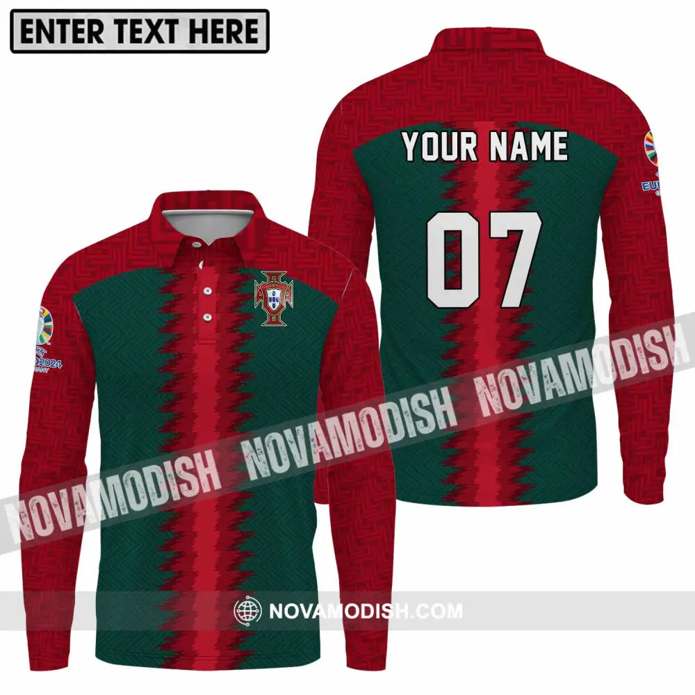 Unisex Shirt - Custom Name And Number Portugal Team Shirt Long Sleeve Polo / S T-shirt